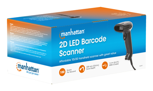 Manhattan Contact CCD Handheld Barcode Scanner, USB, 60mm Scan Width, Cable 152cm, Max Ambient Light 5,000 lux (sunlight),