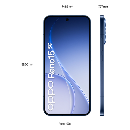 OPPO Reno15 5G AI Smartphone, Tripla fotocamera 50+50+8MP, Selfie 50MP, Display 6.59” 120HZ AMOLED FHD+, 6500mAh, RAM 8GB(