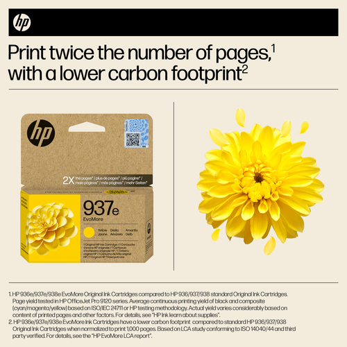 HP EvoMore 937e Original Inkjet Ink Cartridge - Yellow - 1 Pack - 1,650 pages