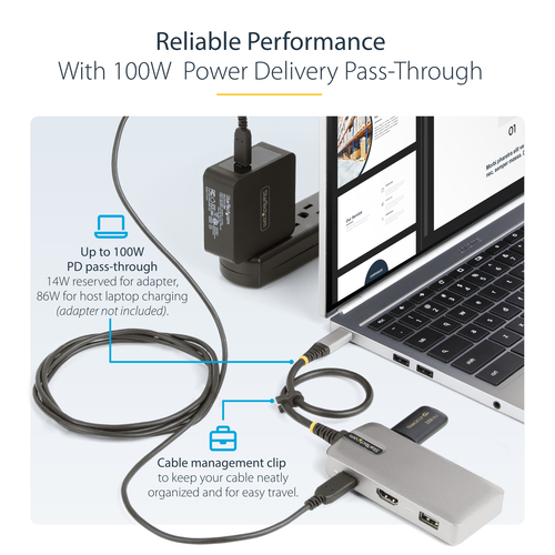 StarTech.com USB Type C Docking Station for Tablet, Monitor, Notebook - 100 W - Space Gray - Portable - 1 Displays Support