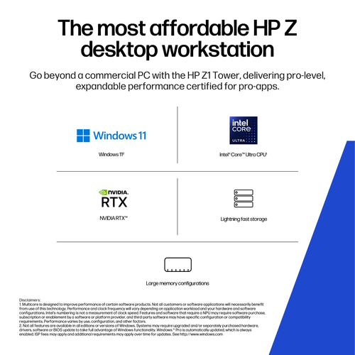 HP Z1 G1i Desktop Computer - Intel Core Ultra 7 2nd Gen 265 - vPro Technology - 32 GB - 1 TB PCI Express NVMe 4.0 SSD - To
