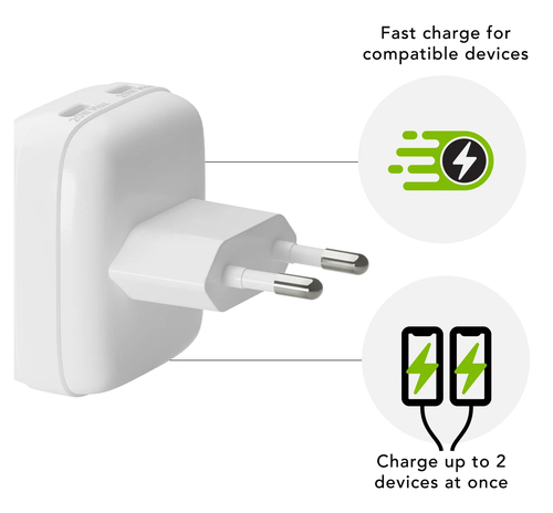 dbramante1928 ApS Recharge 20 W AC Adapter - 2 USB Type-C - Europe