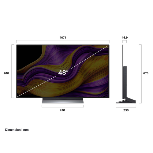 LG OLED evo AI OLED48G56LS TV Serie G5S 48'' 4K, α11 Gen2, Brightness Booster Max, 40W, 4 HDMI 165Hz, Smart TV 2025. Dimen