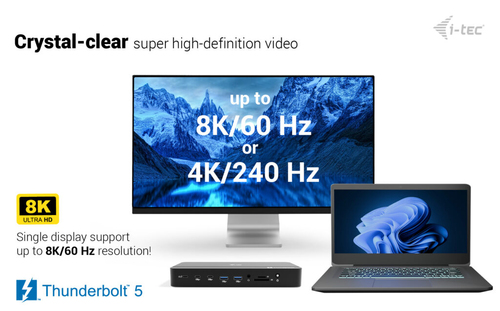 I-TEC THUNDERBOLT 5 DOCK 3X LCD M.2 SLOT 2.5 GLAN PD 140W UK