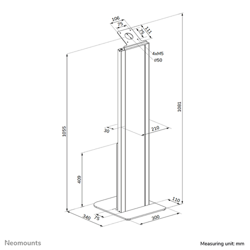 Support pour tablette PC Neomounts - Support pour Écran de 10,90" (27,69 cm) jusqu'à 14,60" (37,08 cm) - Capacité de Charg