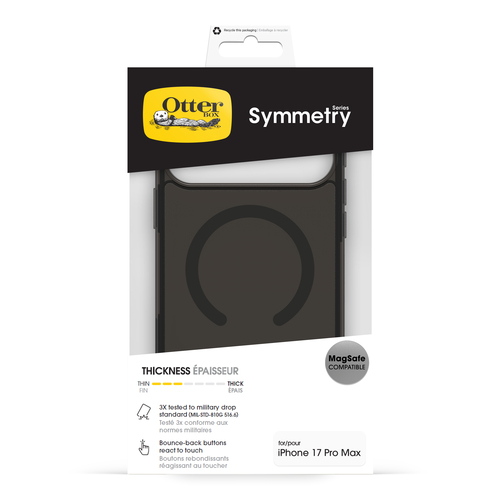 OtterBox Symmetry Clear MagSafe. Tipo de mala: Capa, Compatibilidade da marca: Apple, Compatibilidade: iPhone 17 Pro Max, 