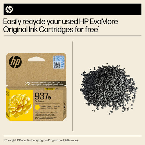 HP EvoMore 937e Original Inkjet Ink Cartridge - Yellow - 1 Pack - 1,650 pages