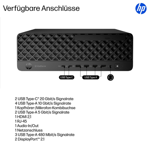 Desktop Computer HP EliteDesk 8 G1i - Intel Core Ultra 5 Serie 2 235 - vPro-Technologie - 32 GB - 512 GB PCI Express NVMe 