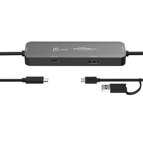 j5create Wormhole Switch JCH422-N Hub USB - USB Tipo C, USB tipo A - 640 MB/s - Tablet, Smartphone, Rato, Teclado, Unidade