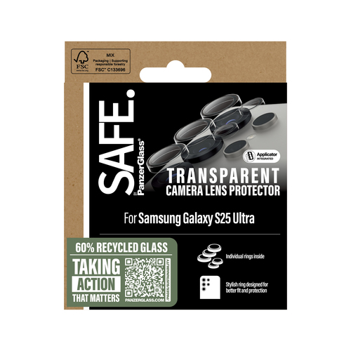 PanzerGlass SAFE. Camera Lens Protector - Transparent, Clear - Silicone