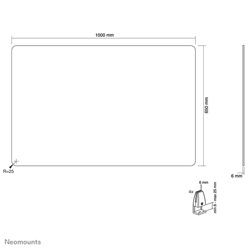 Neomounts NS-GLSPROTECT100 Safety screen with tempered glass - w 100 cm. Product colour: Transparent, Quantity per pack: 1
