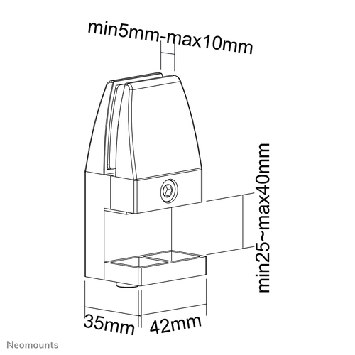 Neomounts NS-CLMP40BLACK Desk clamp set (2 pcs) - max 5 kg. Product colour: Black, Housing material: Aluminium, Maximum we