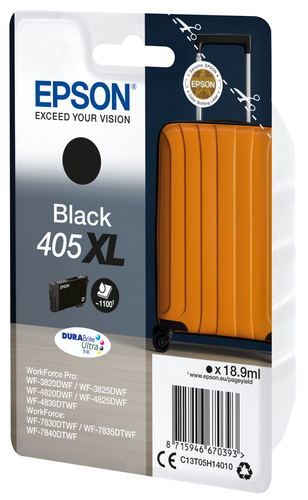 Epson DURABrite Ultra 405XL Original High Yield Inkjet Ink Cartridge - Single Pack - Black - 1 Pack - 1100 Pages