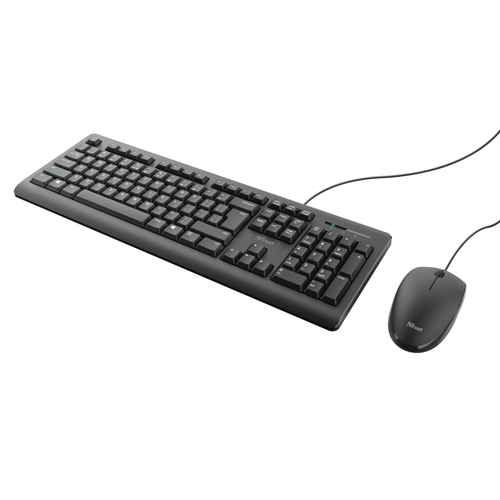 Trust Primo Tastatur & Maus - Deutsch - Tastatur, Kabel USB, Schwarz - Maus, Kabel, USB, Schwarz - Beidhändig - kompatibel