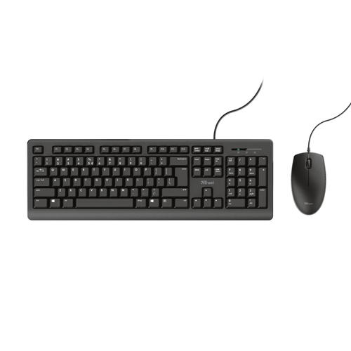 Trust Primo Tastatur & Maus - Deutsch - Tastatur, Kabel USB, Schwarz - Maus, Kabel, USB, Schwarz - Beidhändig - kompatibel