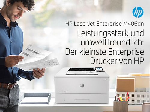 HP LaserJet Enterprise M406dn - Desktop Kabel Laserdrucker - Monochrom - 40 ppm Monodruck - 1200 x 1200 dpi Druckauflösung