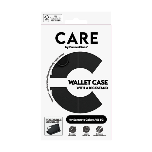 PanzerGlass CARE™ by ® Wallet Case w. Kickstand Samsung Galaxy A56 5G. Case type: Cover, Brand compatibility: Samsung, Com