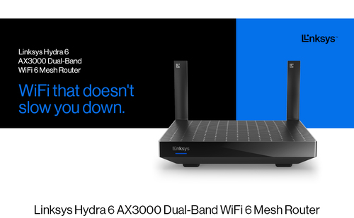 Linksys Hydra 6 Wi-Fi 6 IEEE 802.11ax Ethernet Wireless Router - Dual Band - 2.40 GHz ISM Band - 5 GHz UNII Band - 384 MB/