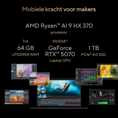 ASUS ProArt P16 H7606WP-RJ129X. Product type: Laptop, Form factor: Clamshell. Processor family: AMD Ryzen AI 9 HX, Process