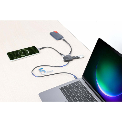 Manhattan USB Hub - USB Type C - 5 GB/s - Desktop, Notebook, Mouse, Keyboard, Flash Drive, Mobile Device, Workstation, Sma