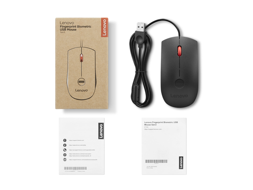Souris Lenovo Pleine taille - USB Type A - Optique - 3 Bouton(s) - Noir, Rouge - Câble - 2000 dpi - Roulettes avec frein -