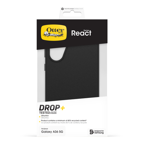 OtterBox React Estojo para Samsung Smartphone - Preto - Varejo - 1 Saco de polietileno - Resistente a quedas, Resistente a