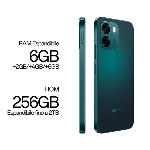 OPPO A6 5G AI Smartphone, doppia fotocamera 50MP+2, Selfie 8MP, Display 6.75” 120HZ IPS HD+, 6550mAh, RAM 6GB(Esp2GB/4GB/6