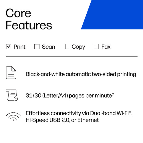 HP LaserJet M223dw Black and white Printer. Print technology: Laser. Number of print cartridges: 1, Maximum duty cycle: 20