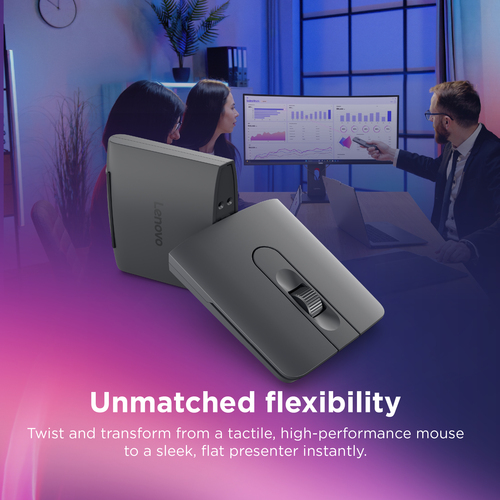 Lenovo ThinkPad Reise Maus/Präsentationszeiger - Bluetooth - Optisch - 7 Taste(n) - Grau - 1 Box - Kabellos - wiederauflad