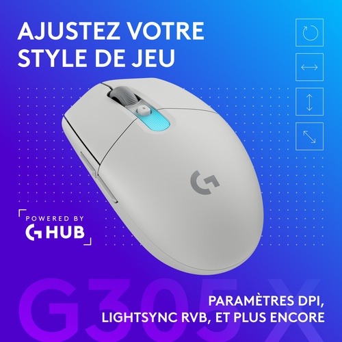 Souris de jeu Logitech G G305 X SUPERLIGHT - Bluetooth/Radio Fréquence - USB Type A, USB Type C - 6 Bouton(s) - 6 Boutons 
