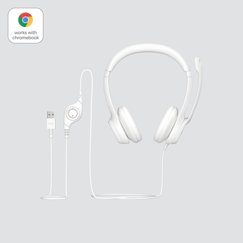 Cuffie Logitech H390 Cavo Over-the-head - Bianco - Binaural - Ear-cup - 32 Ohm - 20 Hz a 20 kHz - 240 cm Cavo - Cancellazi