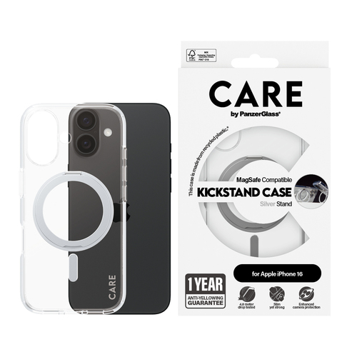 CARE Case for Apple iPhone 16 Smartphone - Transparent, Silver - Drop Resistant, Yellowing Resistant, Scratch Resistant, S