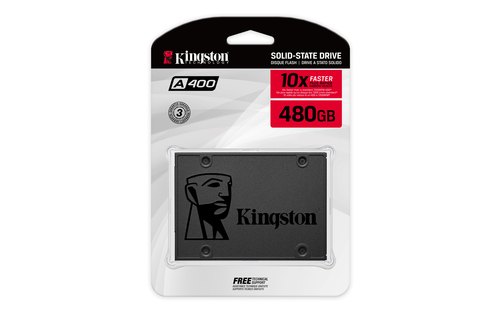 SSD Kingston A400 - 2.5" Interne - 480 Go - SATA (SATA/600) - 500 Mo/s Taux de transfer maximale en lecture