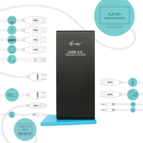 i-tec USB-Typ C Docking Station für Notebook/Monitor - 4 x USB 2.0 - 3 x USB 3.0 - USB Typ C - Netzwerk (RJ-45) - HDMI - A