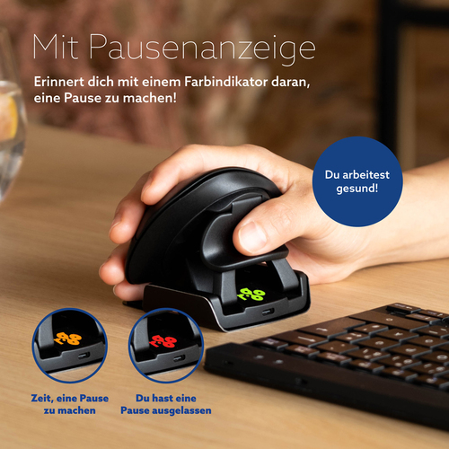 R-Go Tools Ergonomische Maus R-Go Twister mit Pausensoftware, beidhändige Maus, faltbar, Bluetooth und kabelgebunden. Form