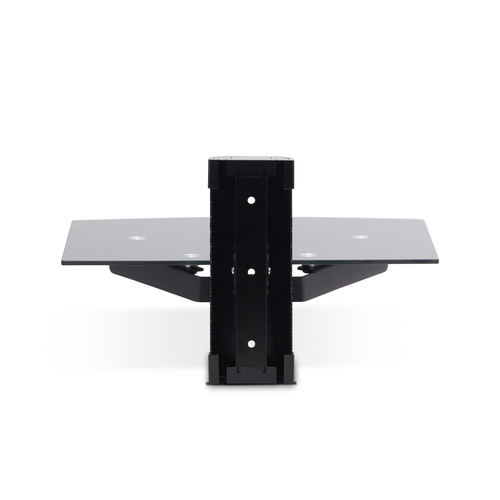 StarTech.com Floating Wall-Mounted AV Shelf, Adjustable Height Shelf For Under TV A/V Equipment, Black Tempered Glass Shel