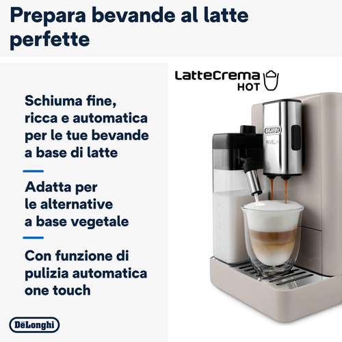 De?Longhi Rivelia - Macchina Automatica per Caffè in Chicchi, 16 bevande one-touch, Display touch Beige (EXAM440.55.BG). T