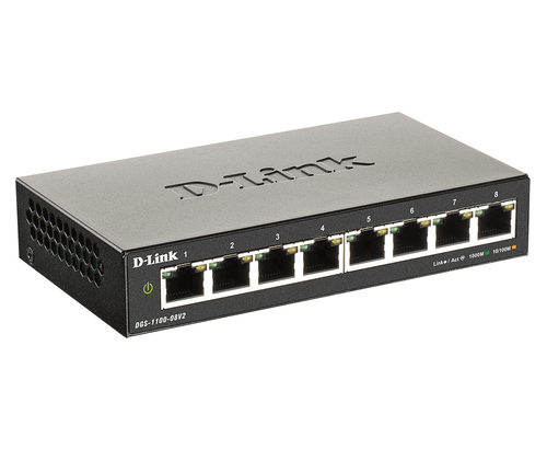 D-Link DGS-1100-08V2. Switch-Typ: Managed, Switch-Ebene: L2. Basic Switching RJ-45 Ethernet Ports-Typ: Gigabit Ethernet (1