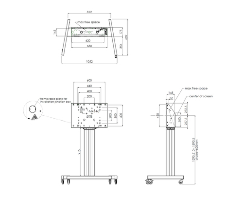 SmartMetals Display-Wagen - 120 kg Belastbarkeit - 4 Rollen - 189 cm (74,41 Zoll) Länge - Schwarz
