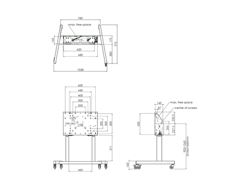 SmartMetals Display-Wagen - 120 kg Belastbarkeit - 4 Rollen - Metall - 1058 mm Breite x 772 mm Tiefe x 1795,5 mm Höhe - Sc