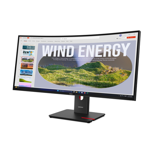 Moniteur LED Lenovo ThinkVision T34WD-40 34" Classe WQHD Écran incurvé - 21:9 - Noir éclipse - 86,4 cm (34") Viewable - Ve