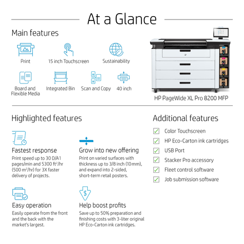 HP PageWide XL Pro 8200 PostScript DIN A2 Tintenstrahl-Großformatdrucker - Includes Drucker, Scanner - 1016 mm (40 Zoll) D