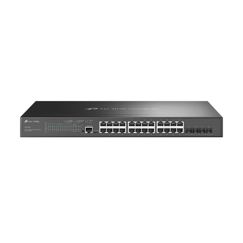 TP-Link 25 Anschlüsse Verwaltbar Ethernet-Switch - Gigabit-Ethernet - 10/100/1000Base-T, 1000Base-X - Schwarz - 2 Unterstü