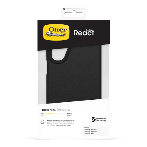 OtterBox React Series für Samsung Galaxy A17 5G/A16 5G/A16, schwarz. Etui-Typ: Cover, Markenkompatibilität: Samsung, Kompa