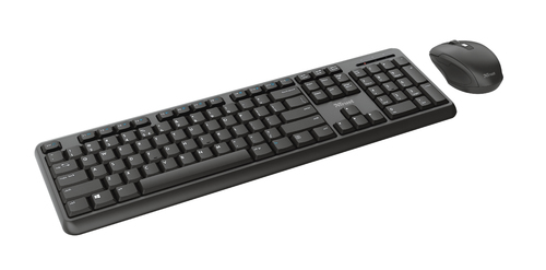 Trust Ody Keyboard & Mouse - English (UK) - USB Wireless Keyboard - Keyboard/Keypad Color: Black - USB Wireless Mouse - Op