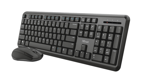 Trust Ody Keyboard & Mouse - English (UK) - USB Wireless Keyboard - Keyboard/Keypad Color: Black - USB Wireless Mouse - Op