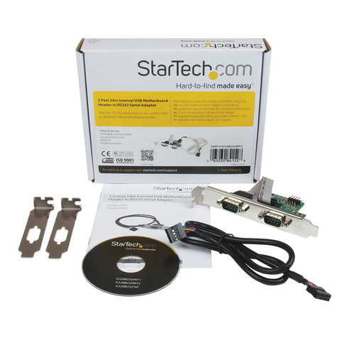 StarTech.com Motherboard Serial Port - Internal - 2 Port - Bus Powered - FTDI USB to Serial Adapter - USB to RS232 Adapter