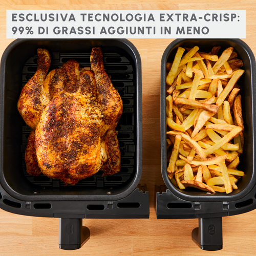 Moulinex Dual Easy Fry & Grill, Capacità 8,3 L, Doppio Cestello, Friggitrice ad Aria e Griglia, 8 Programmi Preimpostati, 