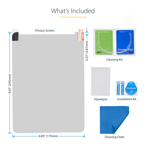 StarTech.com 11IP-PRIVACY-SCREEN. Maximale Bildschirmgröße: 27,9 cm (11"), Geeignet für: Tablets, Typ: Rahmenloser Blicksc