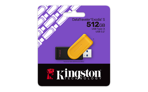 Kingston DataTraveler Exodia S 512 GB USB 3.2 (Geração 1) Unidade Flash - Preto, Amarelo - 1